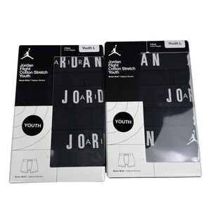 Jordan Flight Cotton Stretch Youth L Boxer Briefs Black 2 Packs Of 3